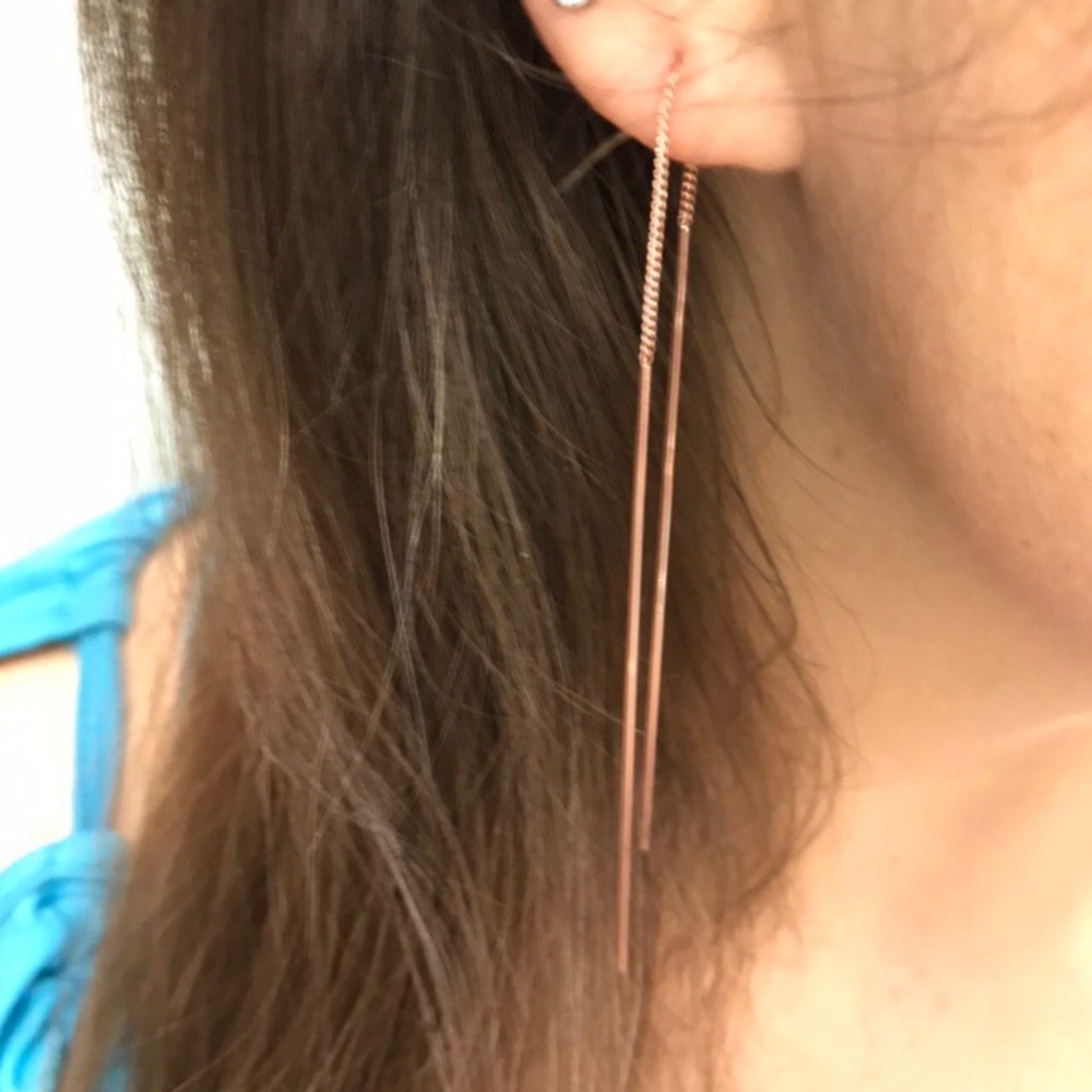 NEW!๐๐ROSE๐GOLD PLATED!๐๐DROP LINE THREADERS! - Picture 8 of 8